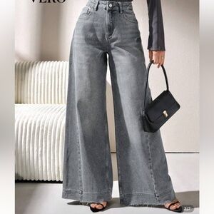 SHEIN Flare Wide-Leg Jeans in Gray